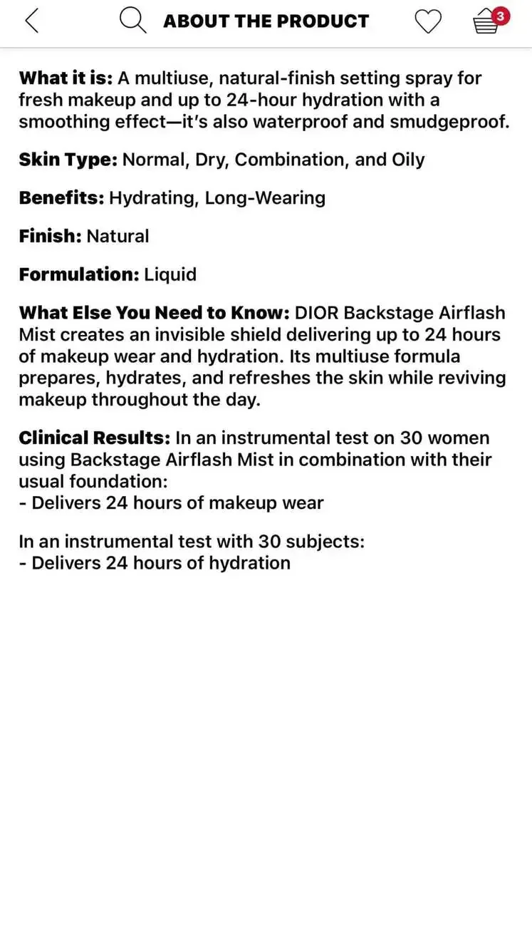 Dior Backstage Airflash Mist 24H Wear & Hydration Makeup Setting Mist 100 ml